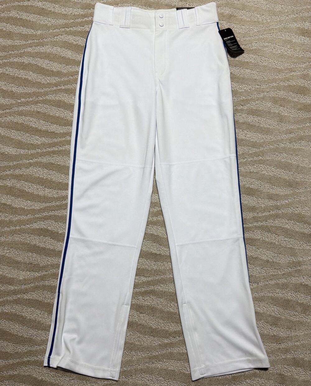 Champro Adult White Royal Blue Open Bottom Loose Fit Baseball Pants Size M NWT